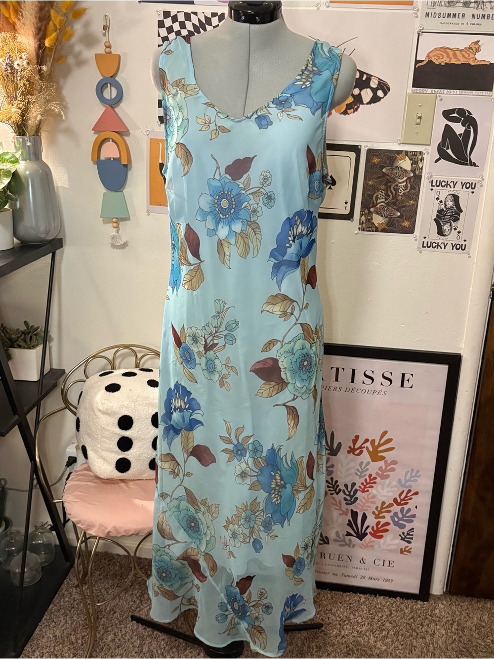 A-list by Wrapper Floral Dress - Blue & Cream
